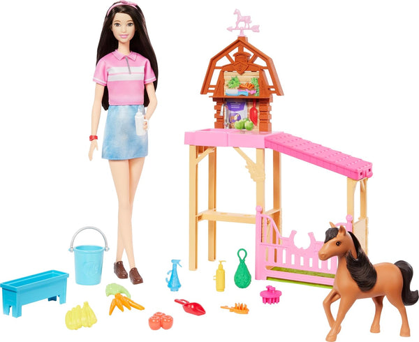 Barbie Toy Stable Playset with Fashion Doll, Small Pony & 10+ Accessories, Inspired Mysteries: The Great Horse Chase